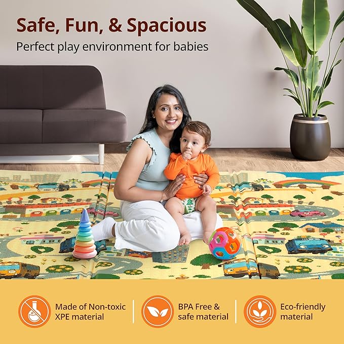 LuvLap Wild Woods Double-Sided Waterproof Baby Floor Mat | Reversible, Cushioned & Multicolor Play Mat for Crawling, Tummy Time & Toddlers