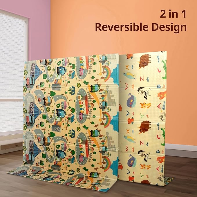 LuvLap Wild Woods Double-Sided Waterproof Baby Floor Mat | Reversible, Cushioned & Multicolor Play Mat for Crawling, Tummy Time & Toddlers