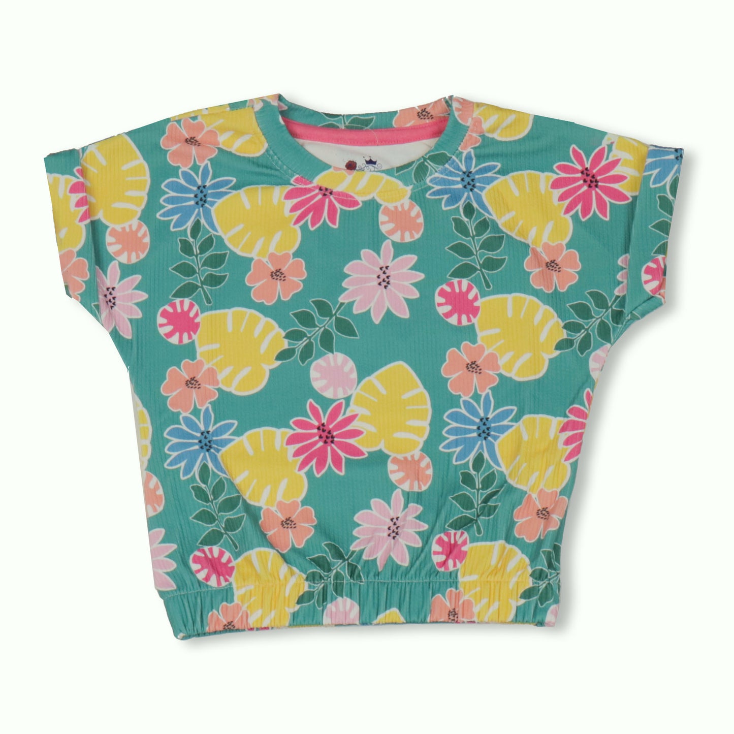 NIOMODA Girls’ Green Summer Set – Featherlite Flower Print Top, Comfy Shorts & Skirt, Sleeveless Cotton Rib Style
