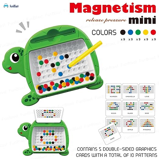 Magnetics Beads Board Game for Kid MagPad Educational Learning Toys for Kids Magnetic Dot Art Game Magnetic Drawing Board Magnetic Suction Drawing Pad for Kids (Turtle)