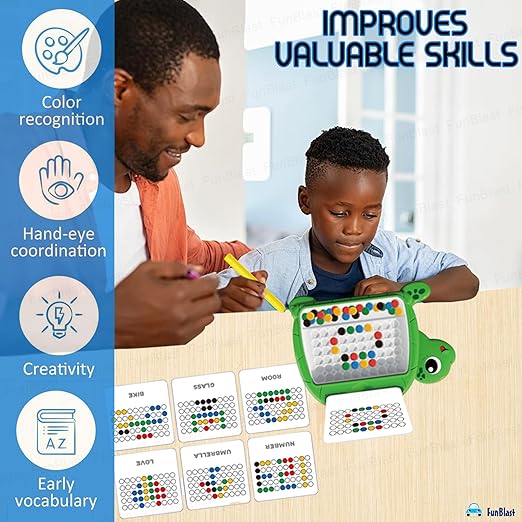 Magnetics Beads Board Game for Kid MagPad Educational Learning Toys for Kids Magnetic Dot Art Game Magnetic Drawing Board Magnetic Suction Drawing Pad for Kids (Turtle)