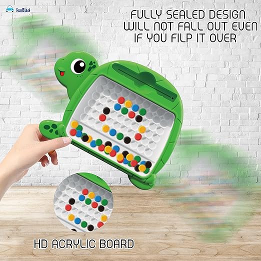 Magnetics Beads Board Game for Kid MagPad Educational Learning Toys for Kids Magnetic Dot Art Game Magnetic Drawing Board Magnetic Suction Drawing Pad for Kids (Turtle)