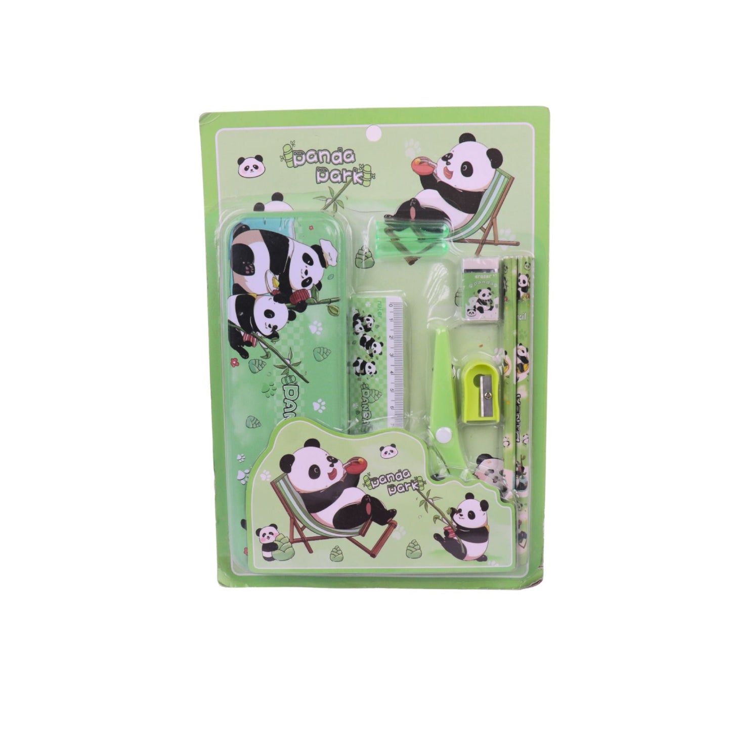 Panda Park Kids Stationery Gift Set – Pencil, Sharpener, Eraser, Scale & Box