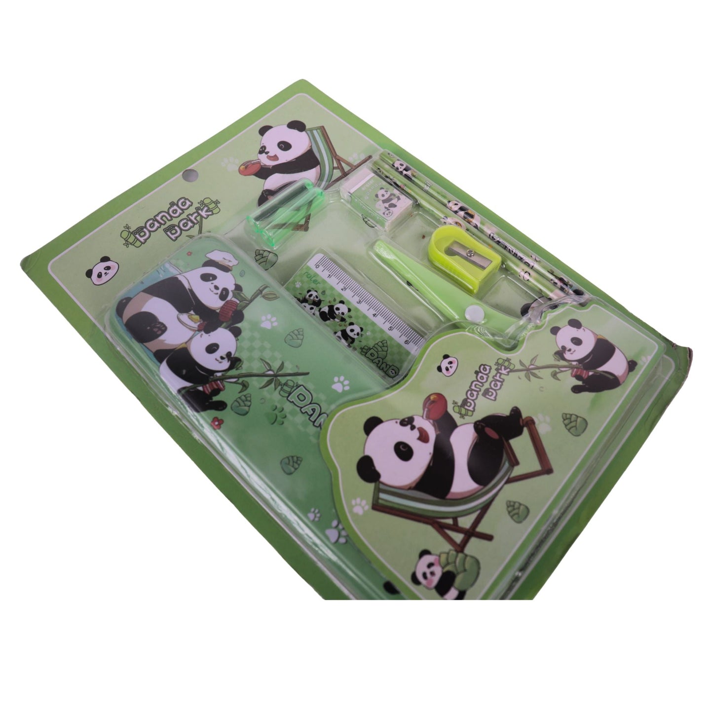 Panda Park Kids Stationery Gift Set – Pencil, Sharpener, Eraser, Scale & Box