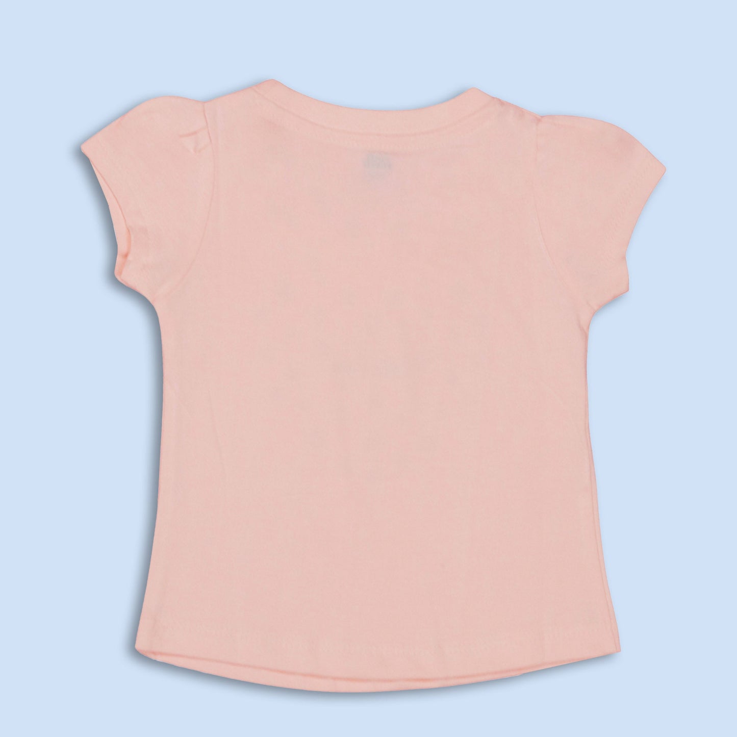 Pink Rabbit Girls Peach Cotton Printed Cap Sleeve T-shirt