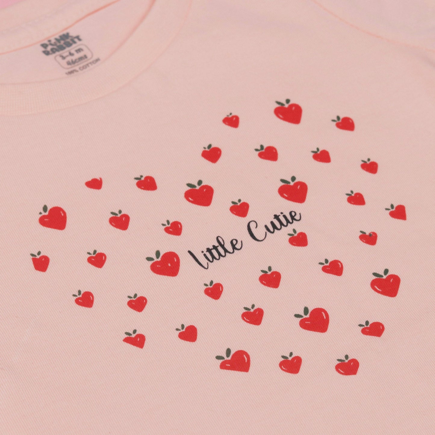 Pink Rabbit Girls Peach Cotton Printed Cap Sleeve T-shirt
