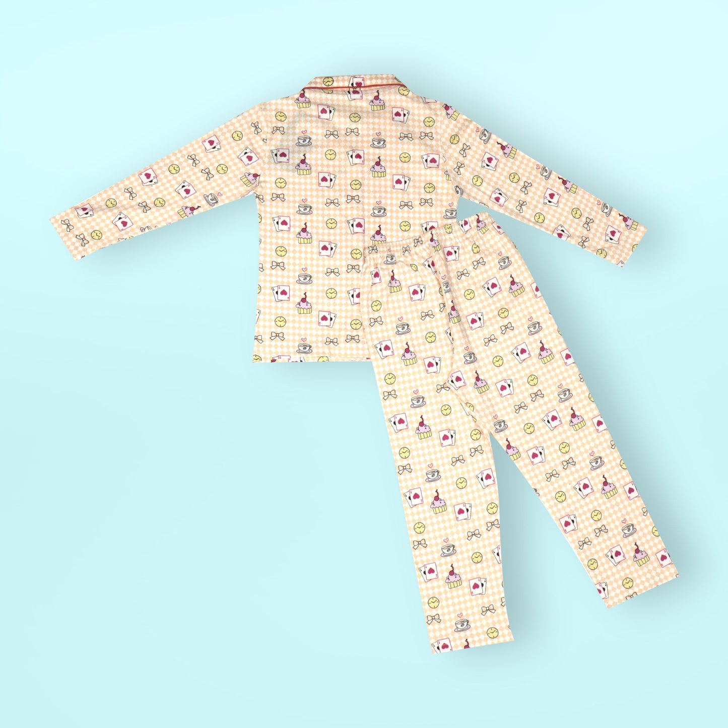 Peachy Party Pajama Set – CASA DE NEENEE Girls’ Comfy Cotton Nightwear for Cozy Bengaluru Evenings