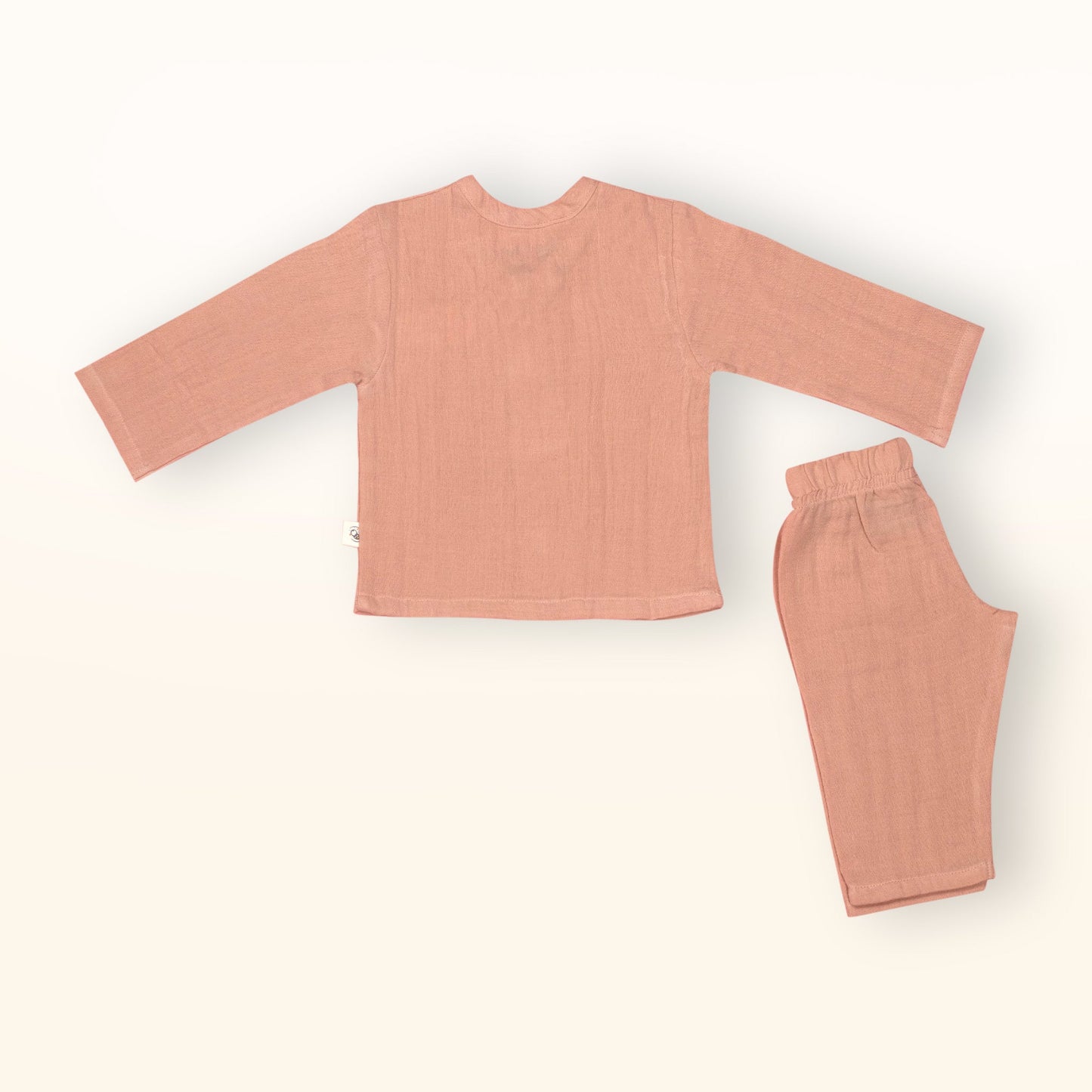 Tod’s Hut Peach Bengaluru Breeze Duo – Playful Muslin Tee & Draw Cord Shorts for Sunny City Strolls