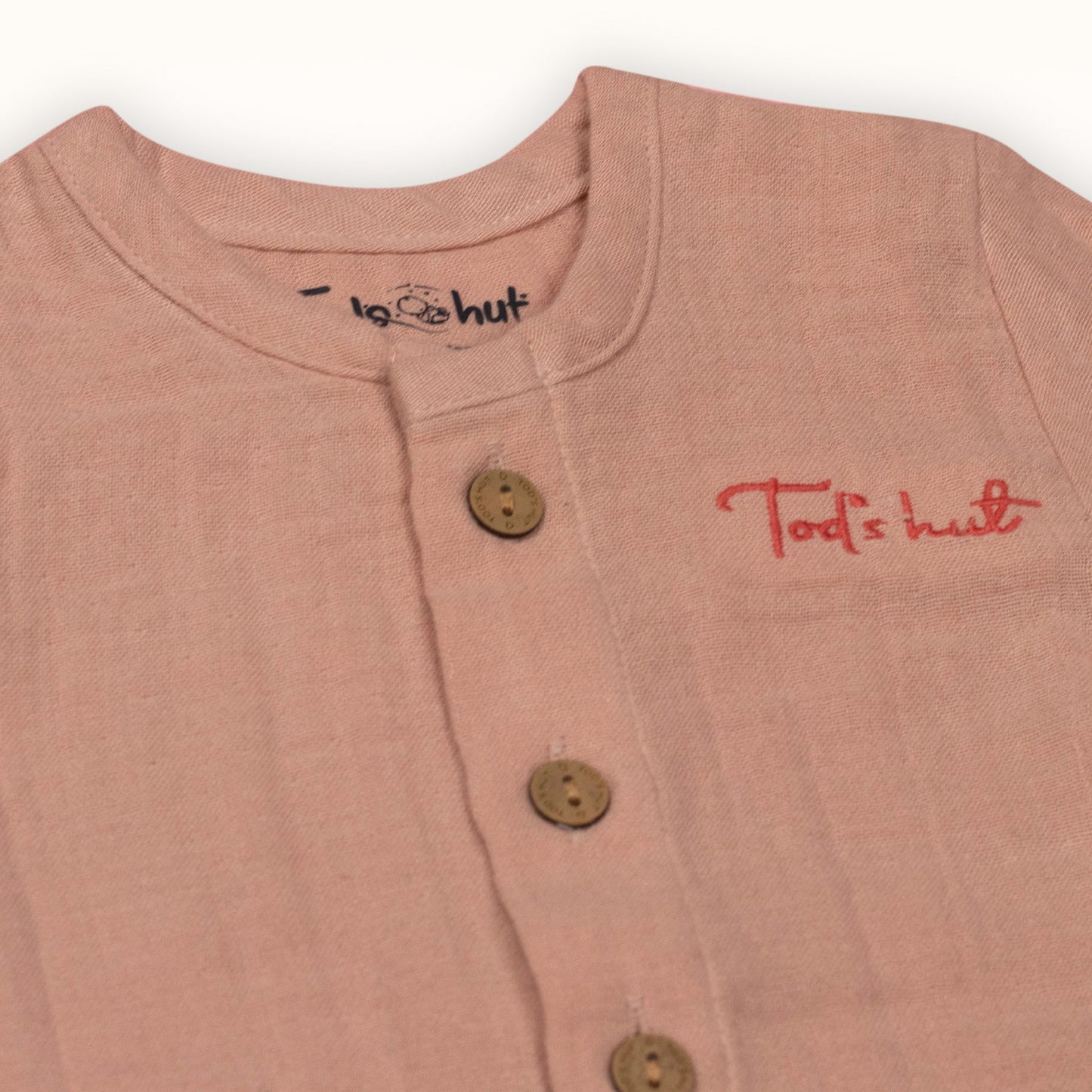 Tod’s Hut Peach Bengaluru Breeze Duo – Playful Muslin Tee & Draw Cord Shorts for Sunny City Strolls