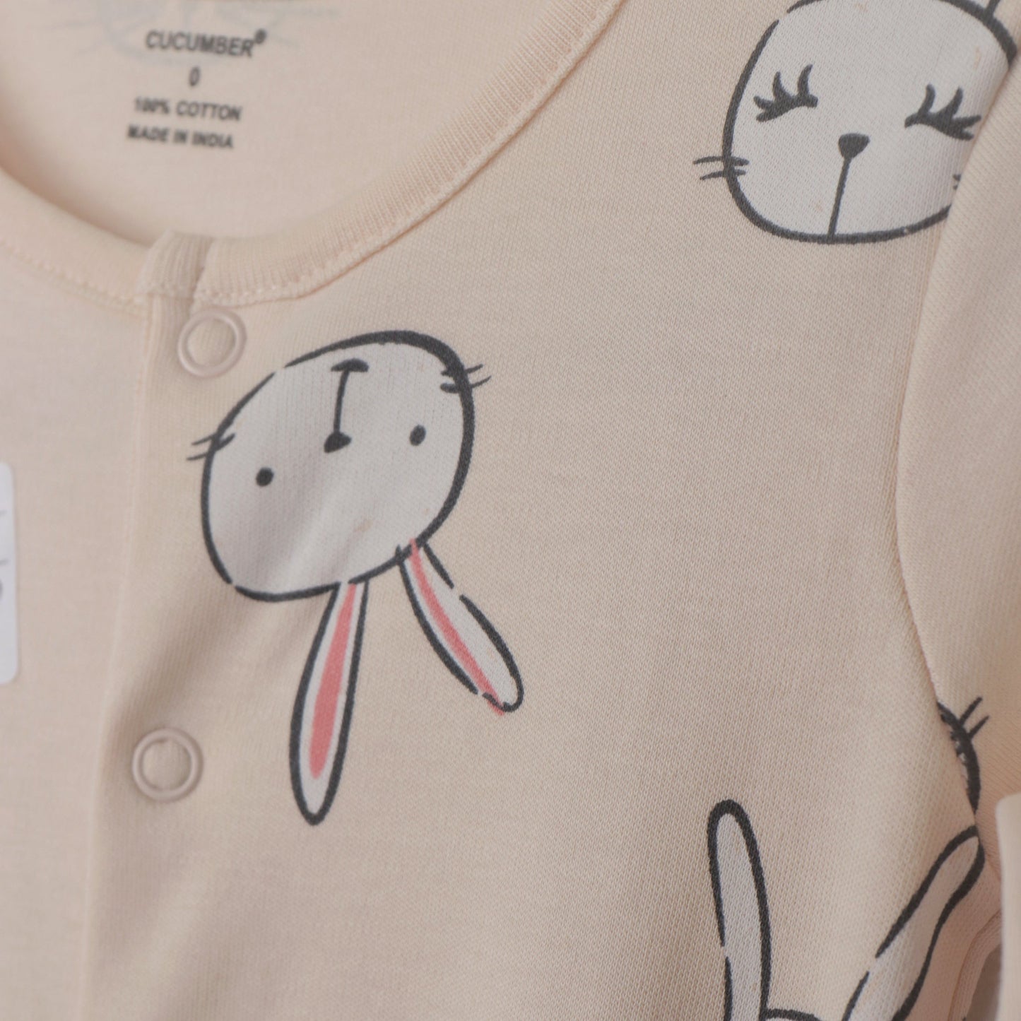Extra Soft Peach Cotton Romper for Kids | Cucumber Unisex Full Sleeve, All-Over Print Wear