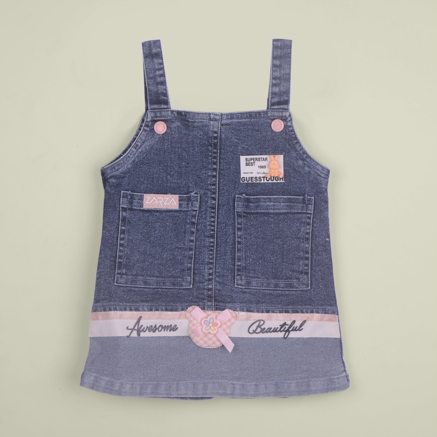Lovely Layers – Peach Dungaree Dress with Leggings