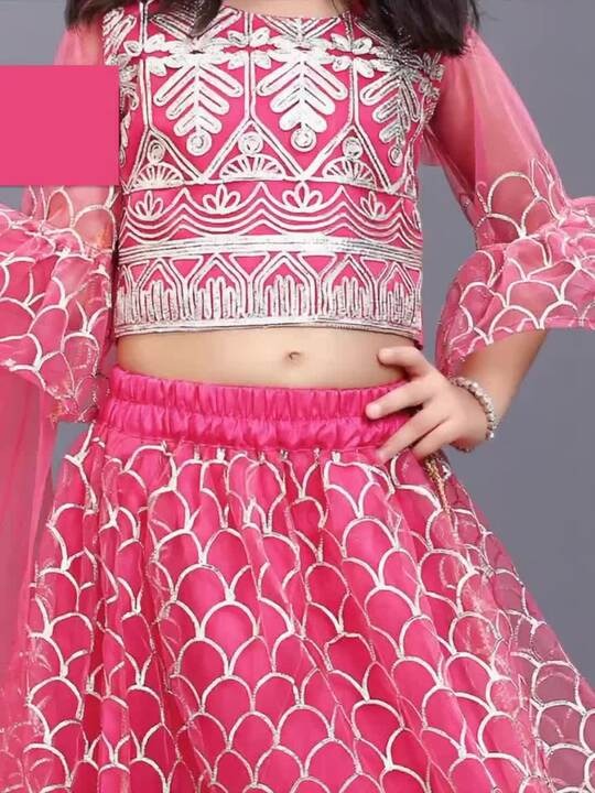 Elegant Dark Pink Lehenga Choli Set for Girls – Satyam Fab 3/4 Sleeve Embroidered Ethnic Wear