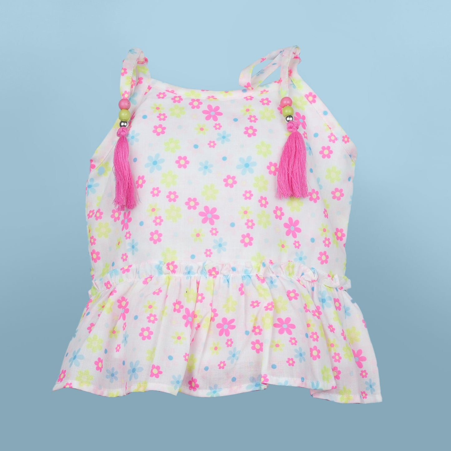 DW Girl's Dark Pink 'Angel' Square Neck Top & Shorts Set