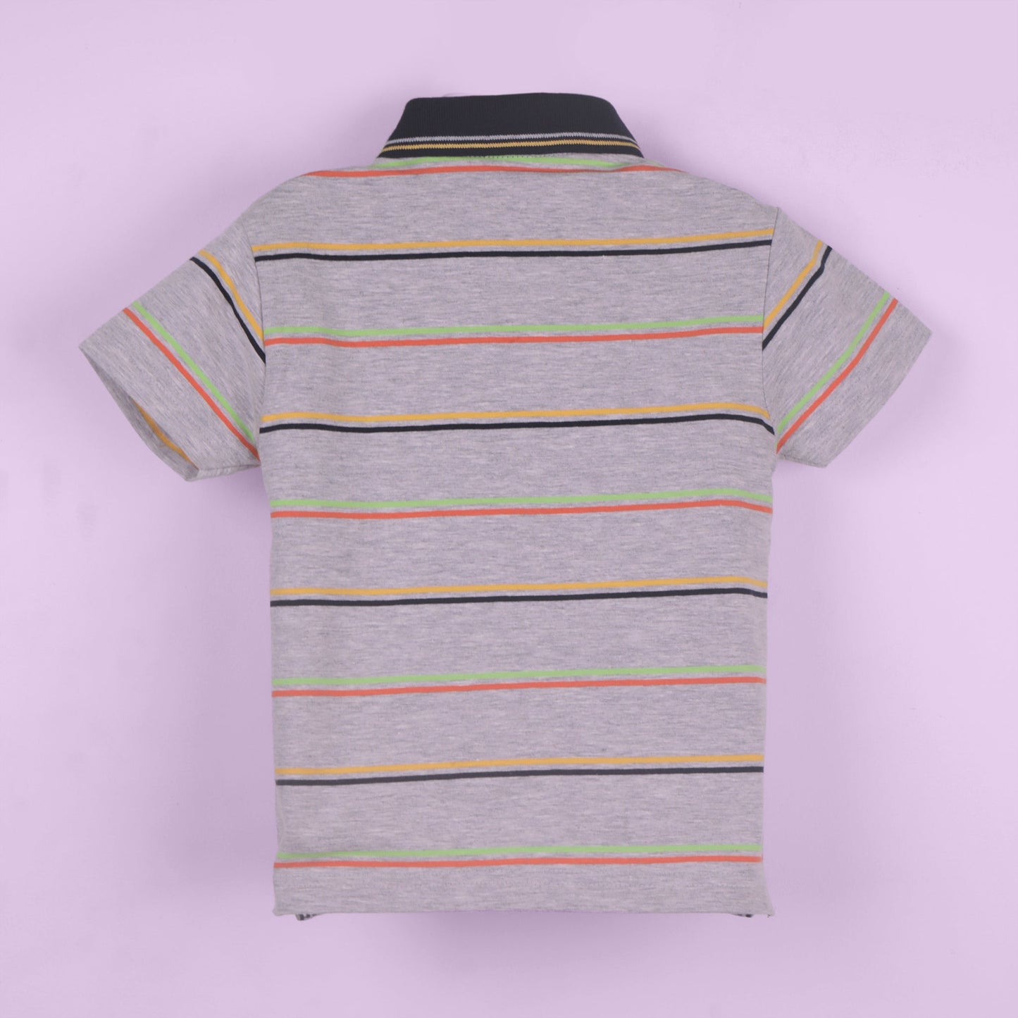 Cool Stripes – Boys’ Grey Cotton Blend Top & Shorts Combo