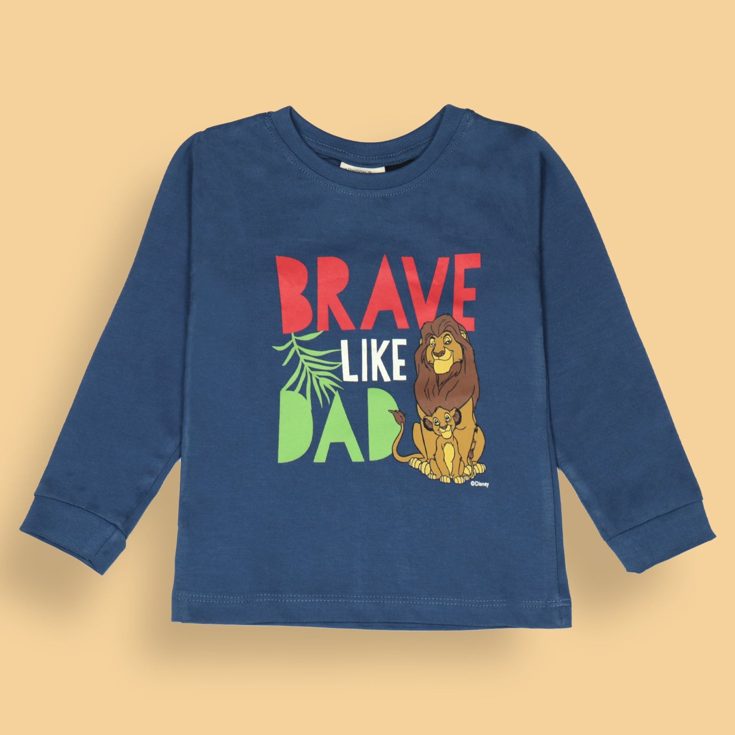 Ollypop Brave & Bold Royal Blue Tee – Full Sleeve Cotton, Playful Animal Print, For Boys Who Love Dad