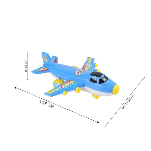 BUS Airplane Toys for Kids with Bump and Go Action Battery Operated Air Buddies Toy Plane with Flashing Lights and Music Aeroplane Toy for 3 Years Kids (Blue Color)