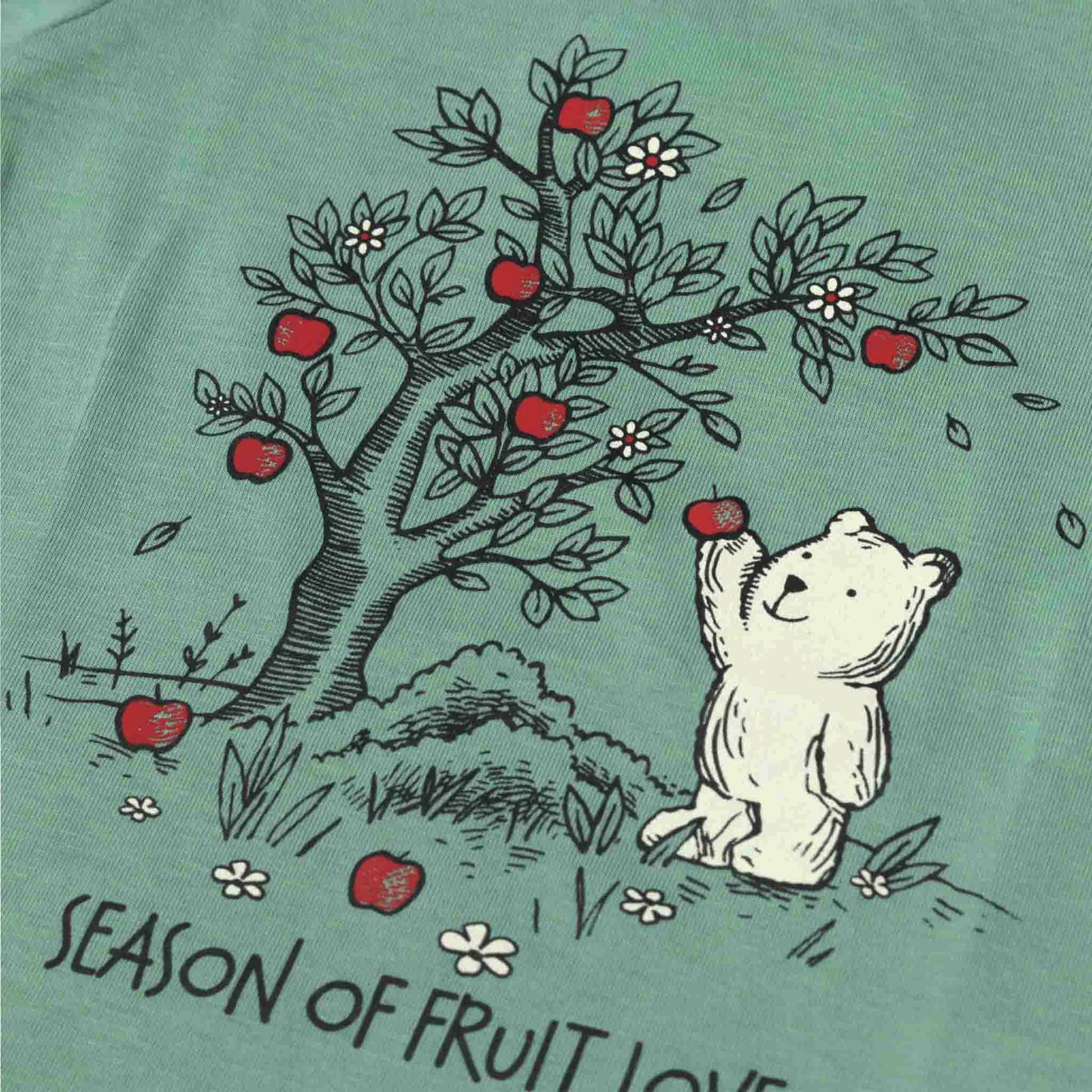 Ollypop Light Green Sinker Knit Half Sleeves Top with Season of Fruit Love Print