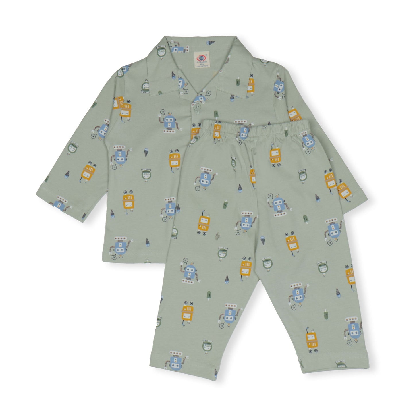 Zero CozyBots: Warm & Whimsical Robot Nightwear in Light Green