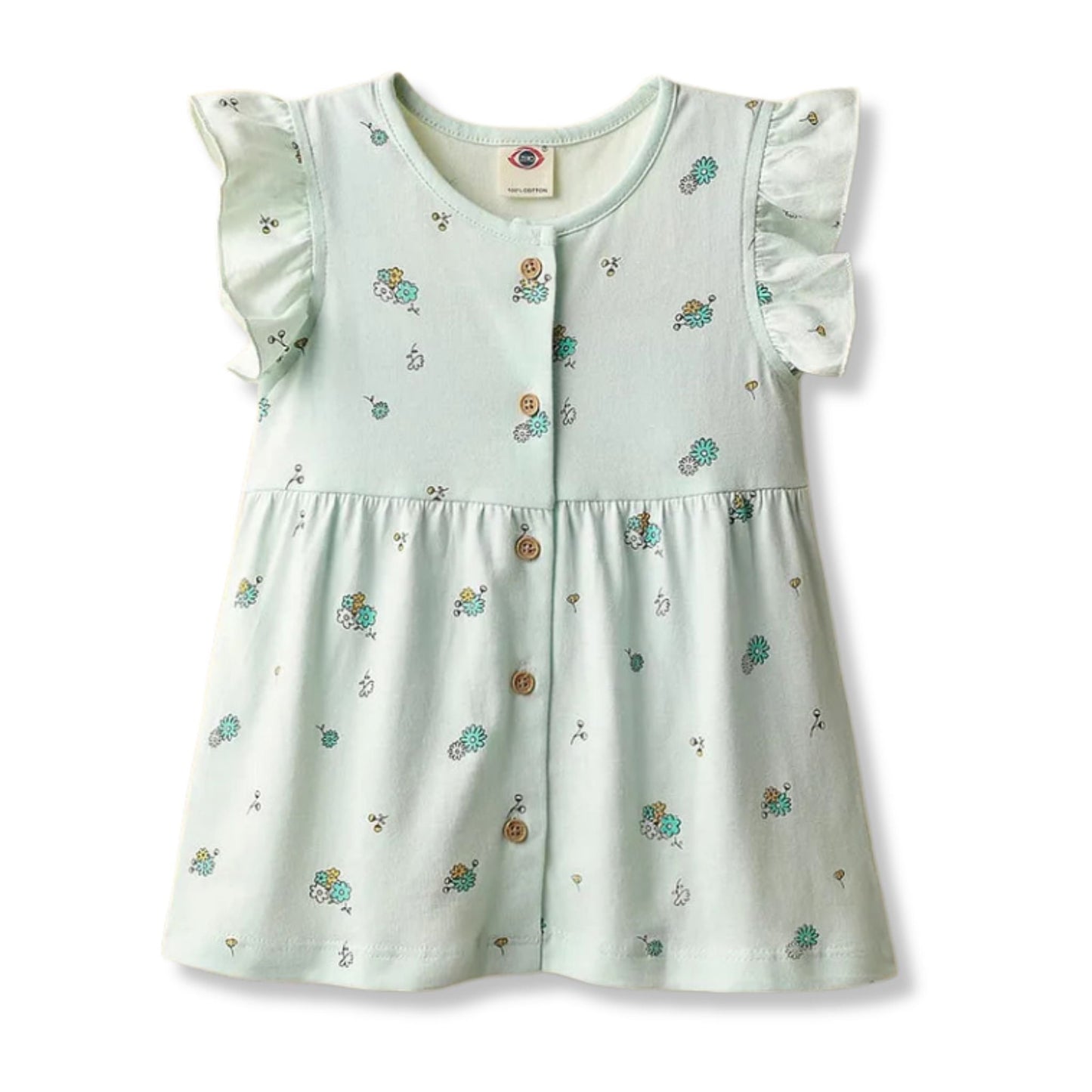 Zero Sunny Blooms: Light Green Frock + Comfy Bloomer Set