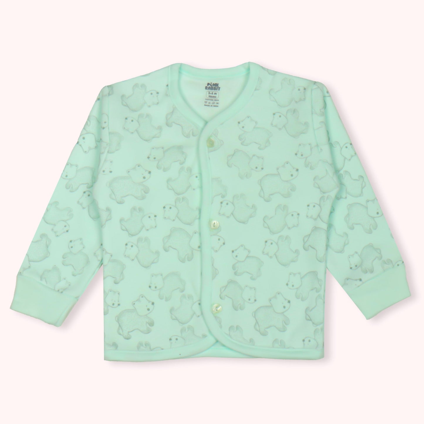 Cozy Critter Crew: Pink Rabbit Light Green Cotton PJ Set