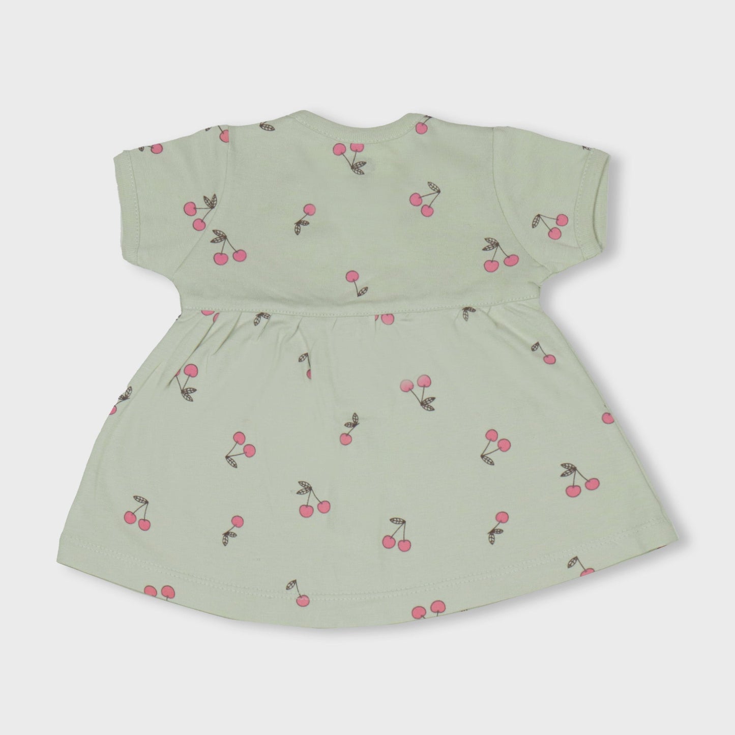 Pink Rabbit Cherry Breeze: Light Green Breathable Girls' Summer Frock