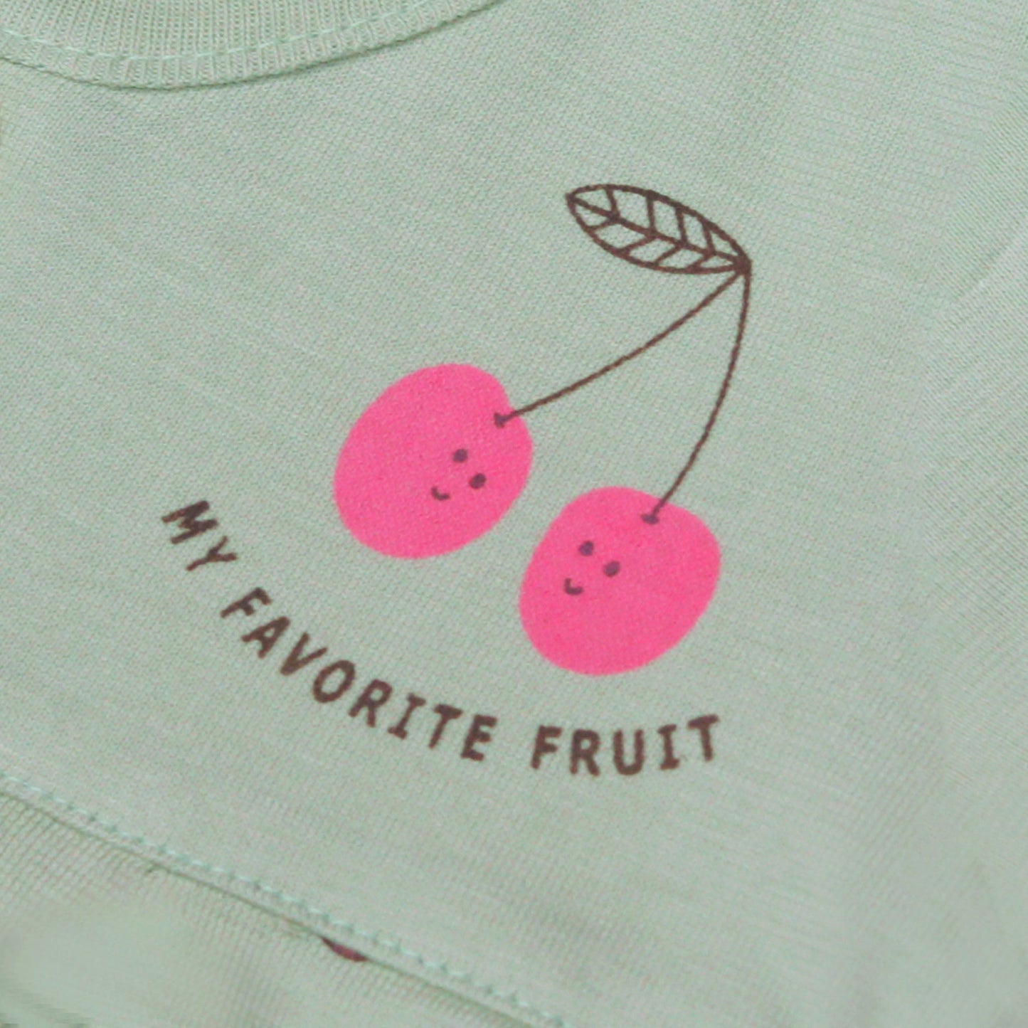 Pink Rabbit Cherry Breeze: Light Green Breathable Girls' Summer Frock