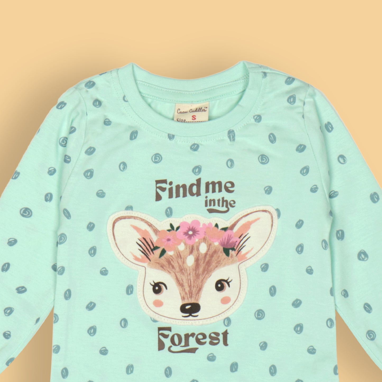 Cucumber Girls’ Nature Jungle Tee – Light Green Full Sleeve, Animal Print, Soft Cotton, Perfect for Outdoor Explorers