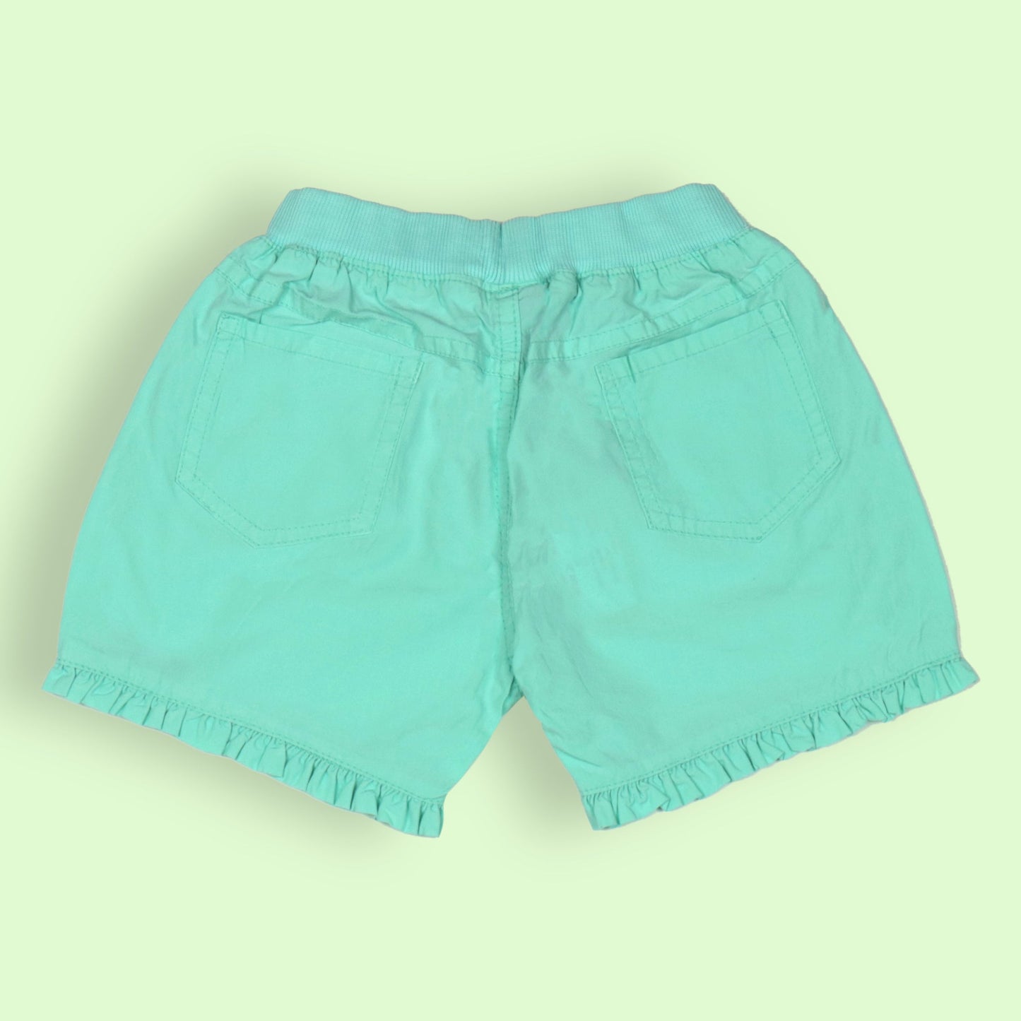 OlioKids Girls Cotton Blend Elasticated Pull-On Shorts - Light Green