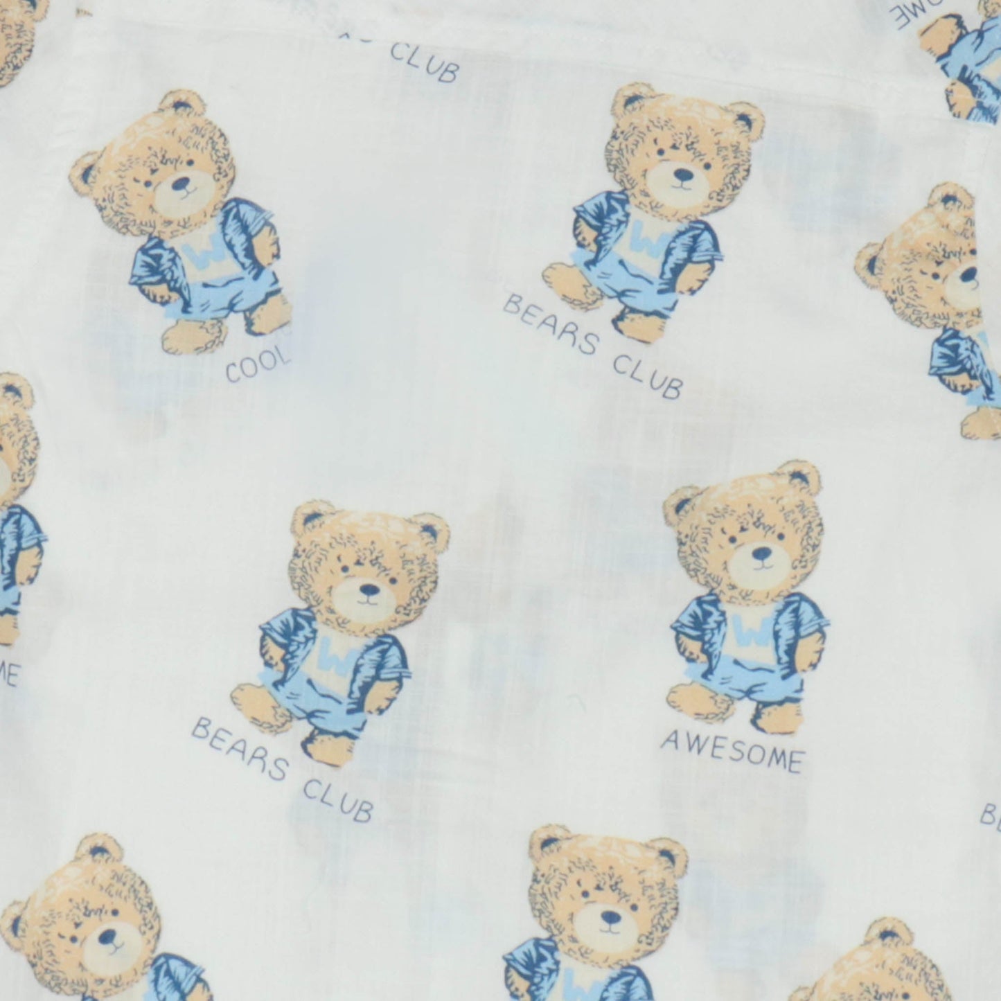 Dew Drop Boys' Cotton Printed Half Sleeve Shirt with Cute Bear Design - Light Green