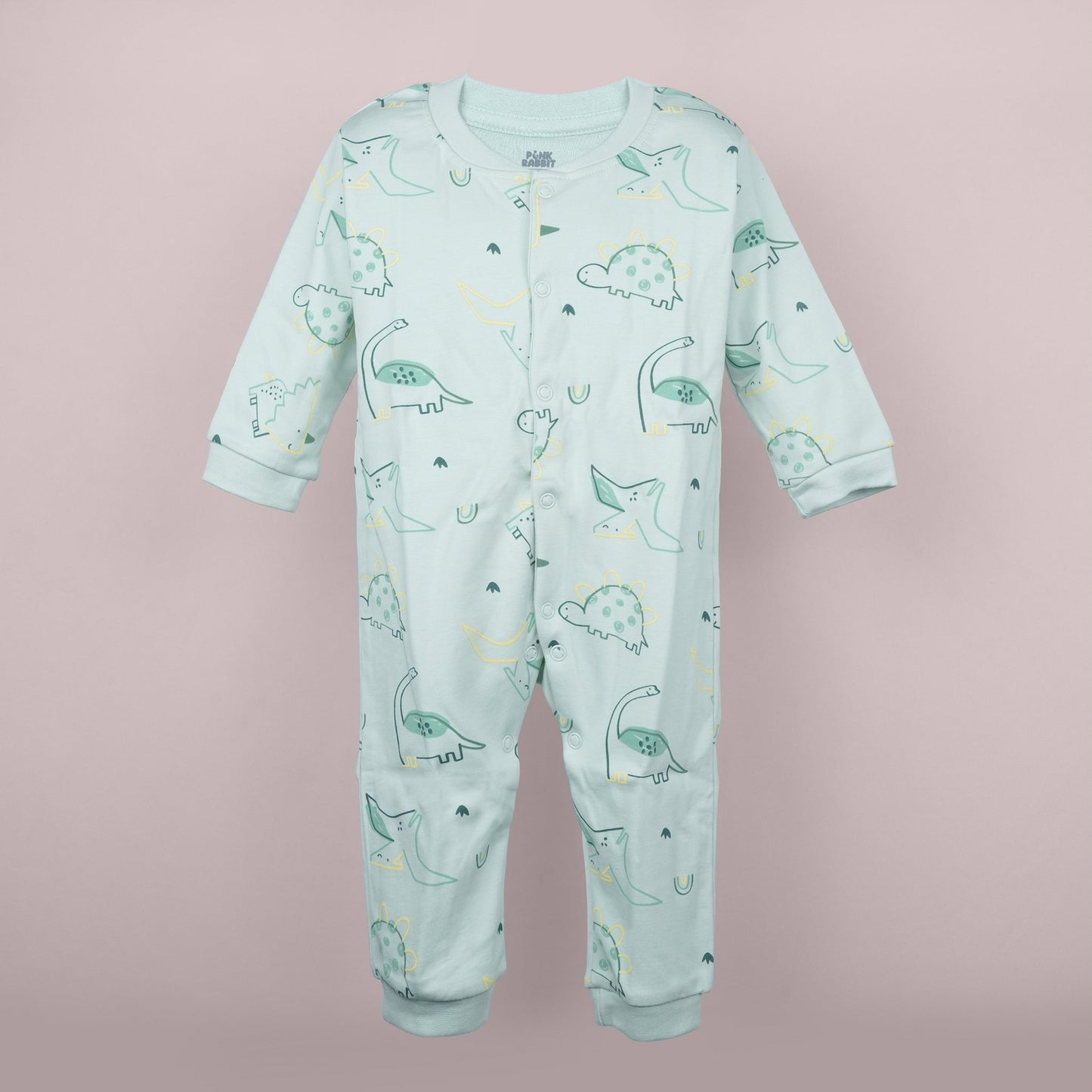 All-Over Print Light Green Romper for Kids by Pink Rabbit | Cozy Slip-On Cotton Essential