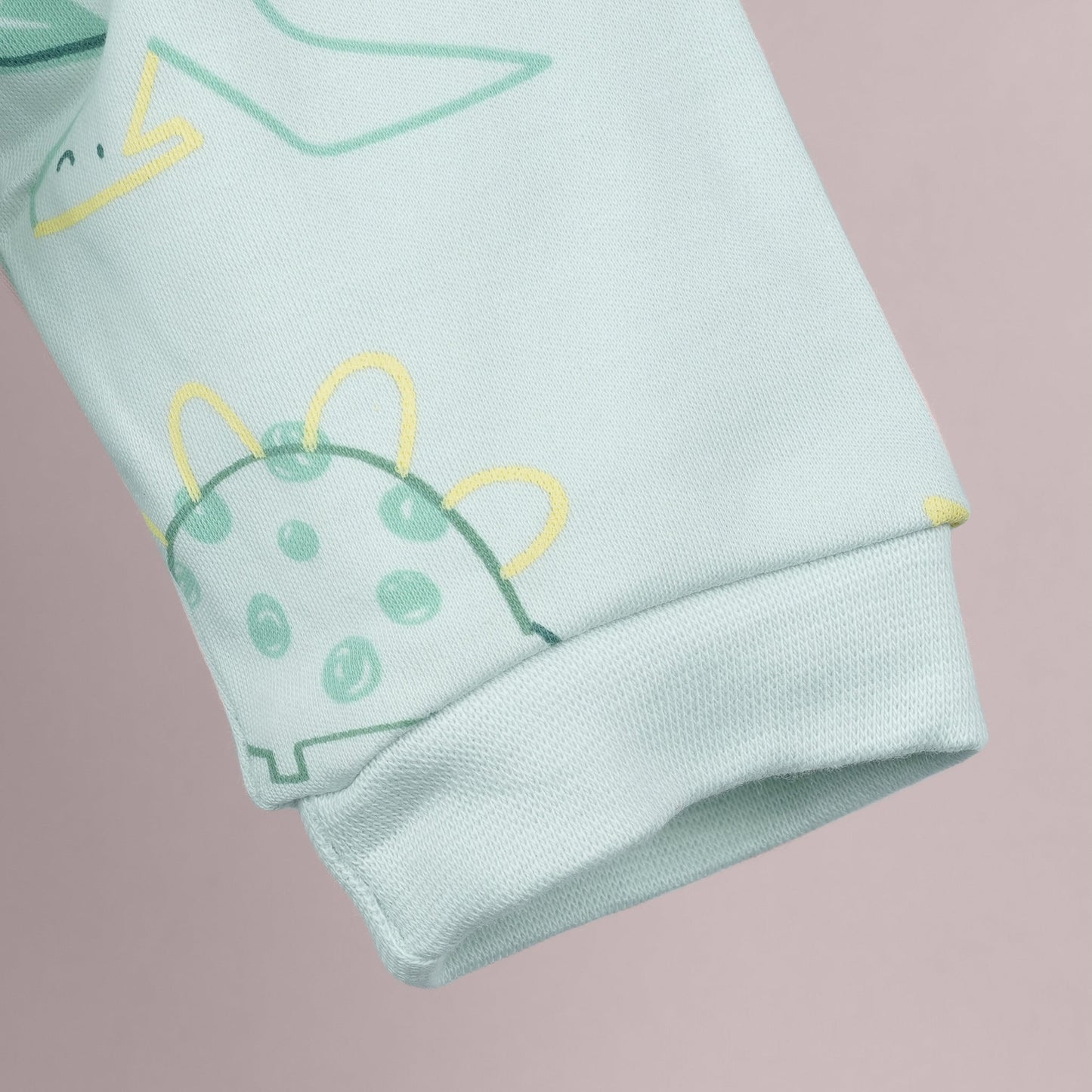 All-Over Print Light Green Romper for Kids by Pink Rabbit | Cozy Slip-On Cotton Essential