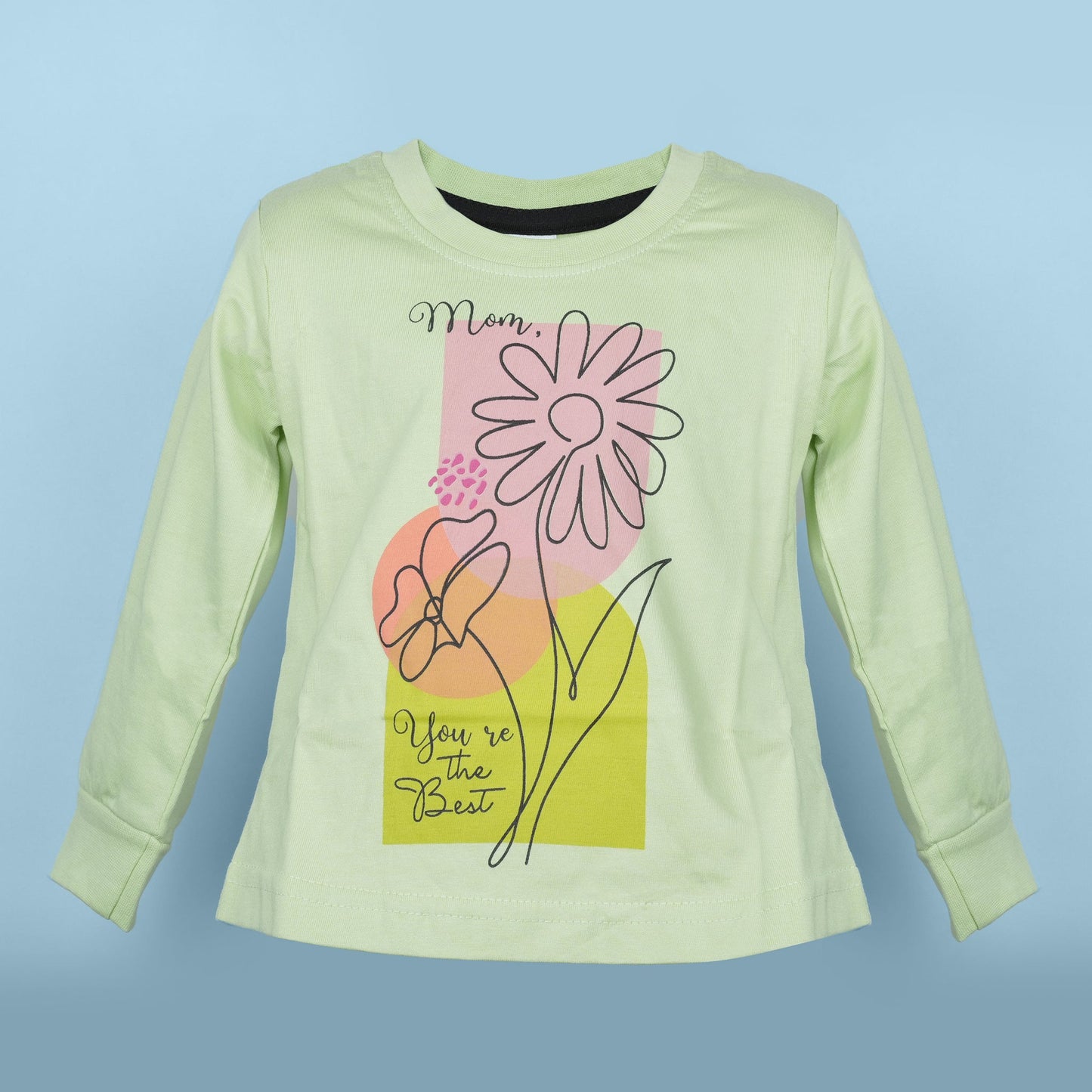 Big Premier Girl's Light Green 'Mom, You're The Best' Top