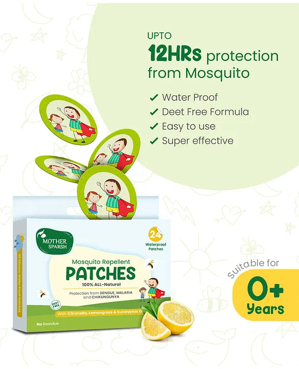 Mother Sparsh 100% Natural Mosquito Repellent Patches, Babies & Children, 96 Patches