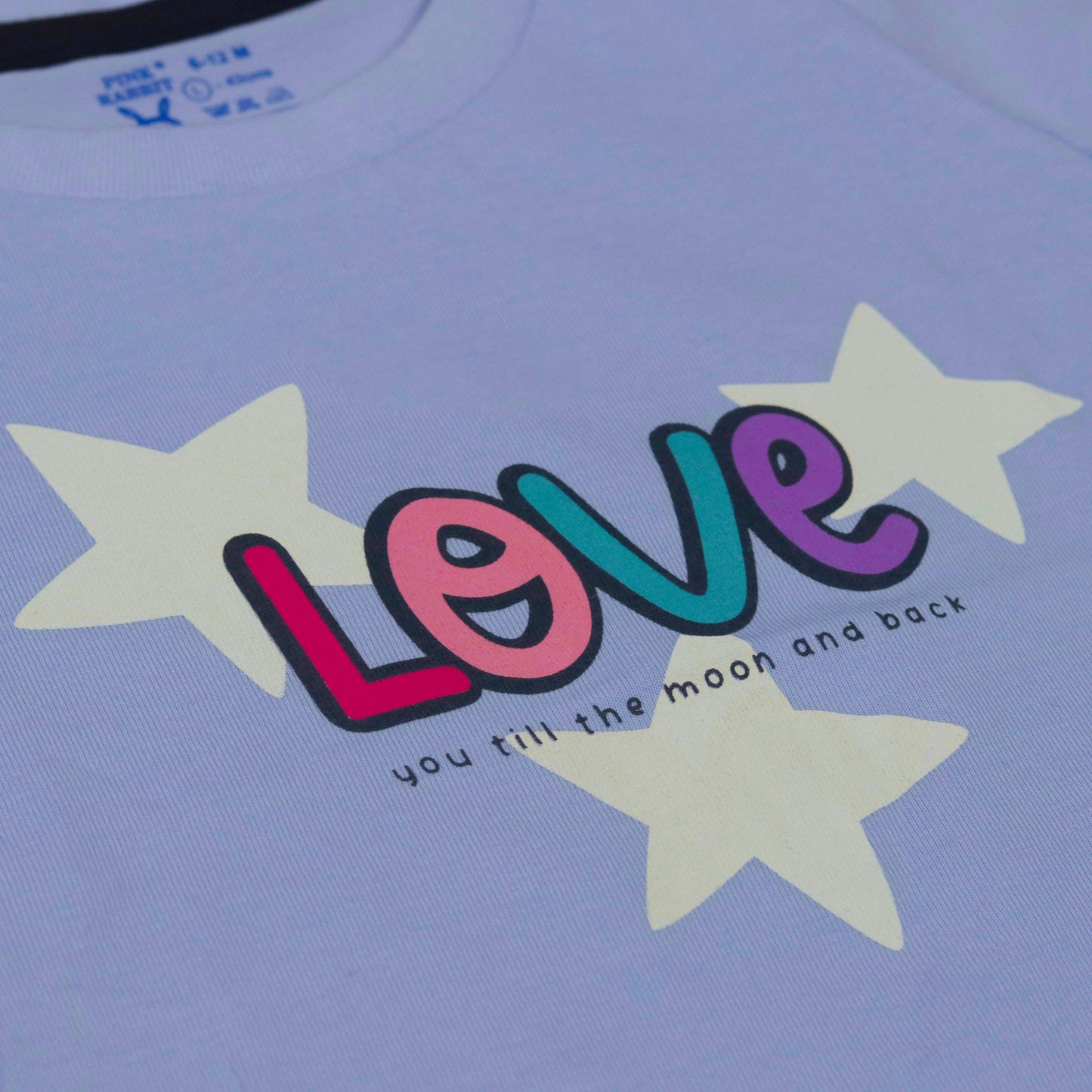 Lavender Girls’ T-Shirt with Starry “Love You Till the Moon and Back” Print – Pink Rabbit