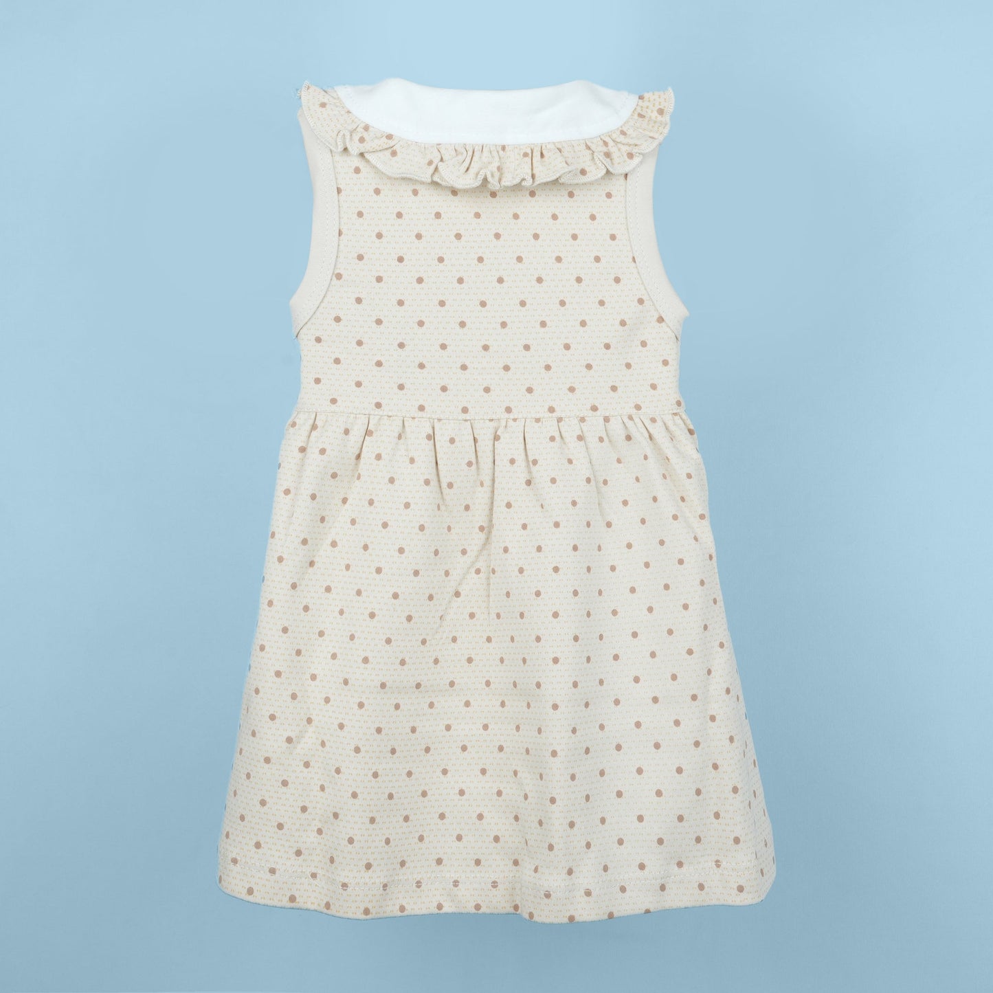 Sweet Summer Style: Sleeveless Beige All-Over Print Kurta Combo