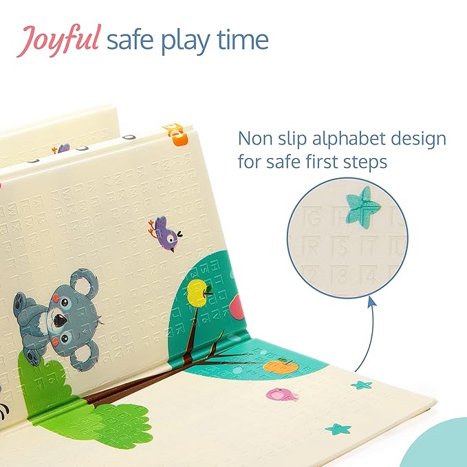 LuvLap Jungle Time Reversible Double-Sided Waterproof Baby Floor Mat – Multicolor, Extra Large 6'5" x 4'10" (195.5cm x 147cm), 0.8cm Thick, Perfect for Crawling Babies and Kids