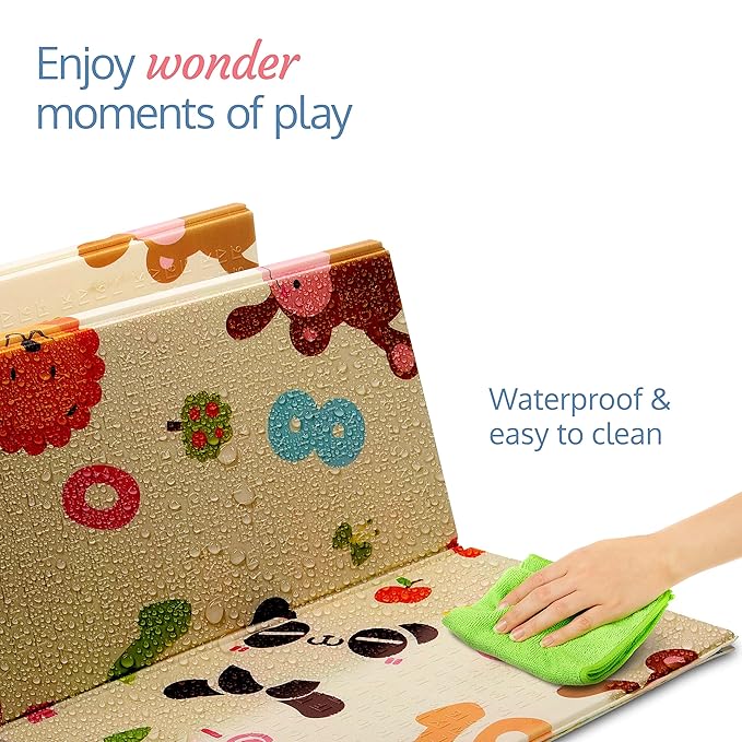 LuvLap Jungle Time Reversible Double-Sided Waterproof Baby Floor Mat – Multicolor, Extra Large 6'5" x 4'10" (195.5cm x 147cm), 0.8cm Thick, Perfect for Crawling Babies and Kids