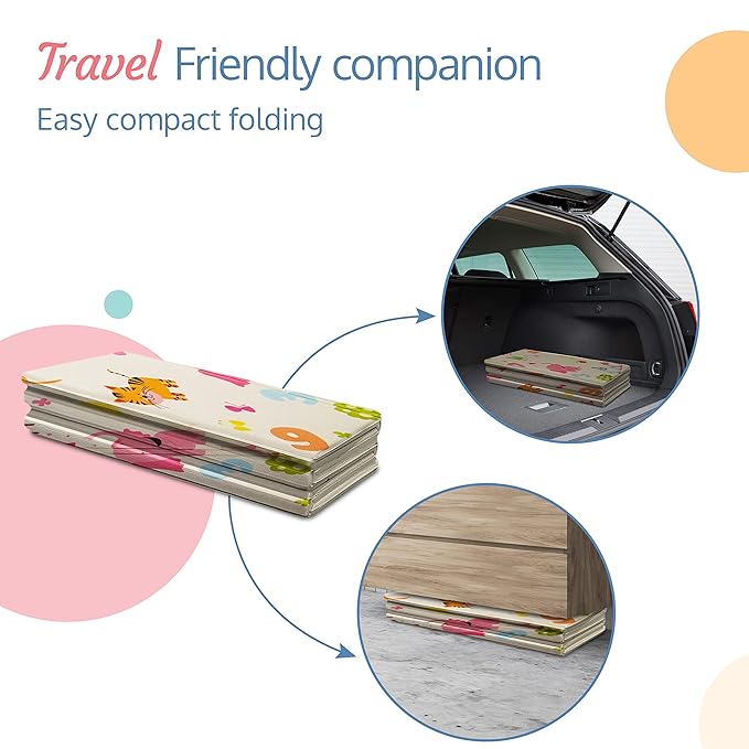 LuvLap Jungle Time Reversible Double-Sided Waterproof Baby Floor Mat – Multicolor, Extra Large 6'5" x 4'10" (195.5cm x 147cm), 0.8cm Thick, Perfect for Crawling Babies and Kids