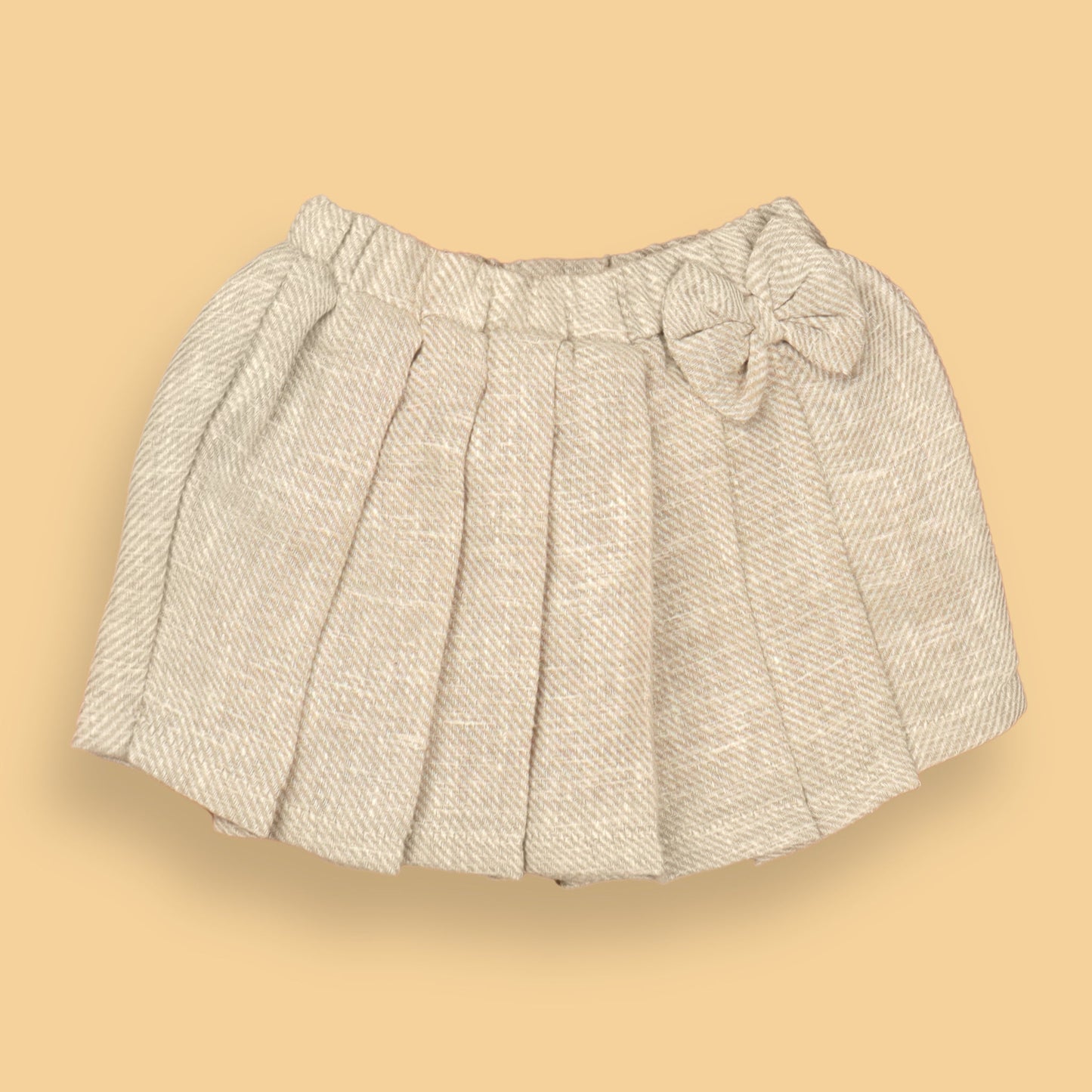 DW Girls' Pretty Offwhite Sensory Z Cotton Blend Pleated Cap Sleeve Top & Linen Knee-Length Skirt Set – Party & Fashion Wear,
