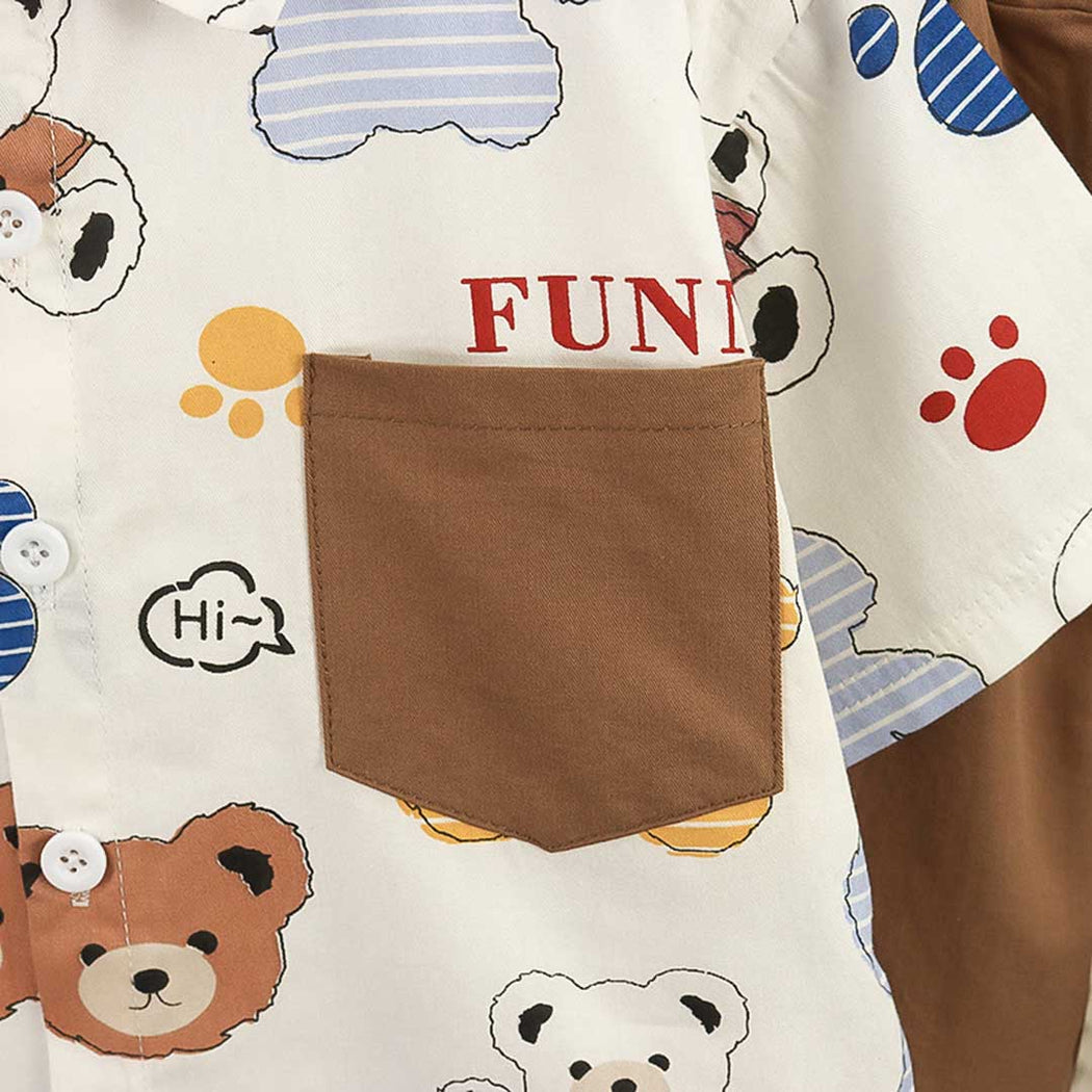Boys Cartoon Graphic Shirt With Shorts Set