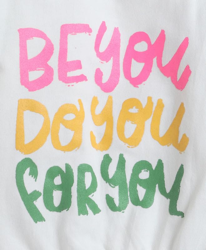 Adorable Girls Off‑White Sweatshirt – Cotton, Full Sleeves, Motivational Quote (Party & Winter Wear)
