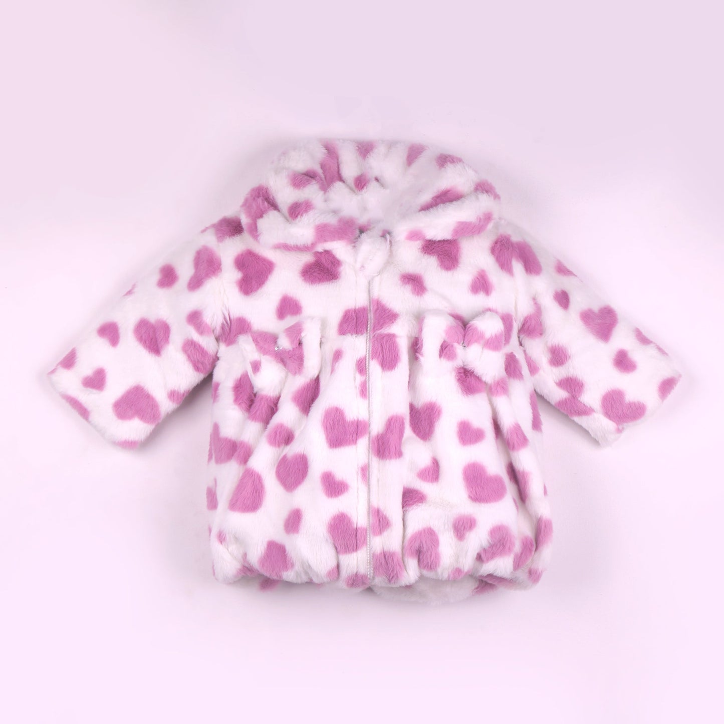 Warmth+ Lilac Fur Jacket with Collar Neck | Little Kangaroos Girls Full Sleeve Zip-Up