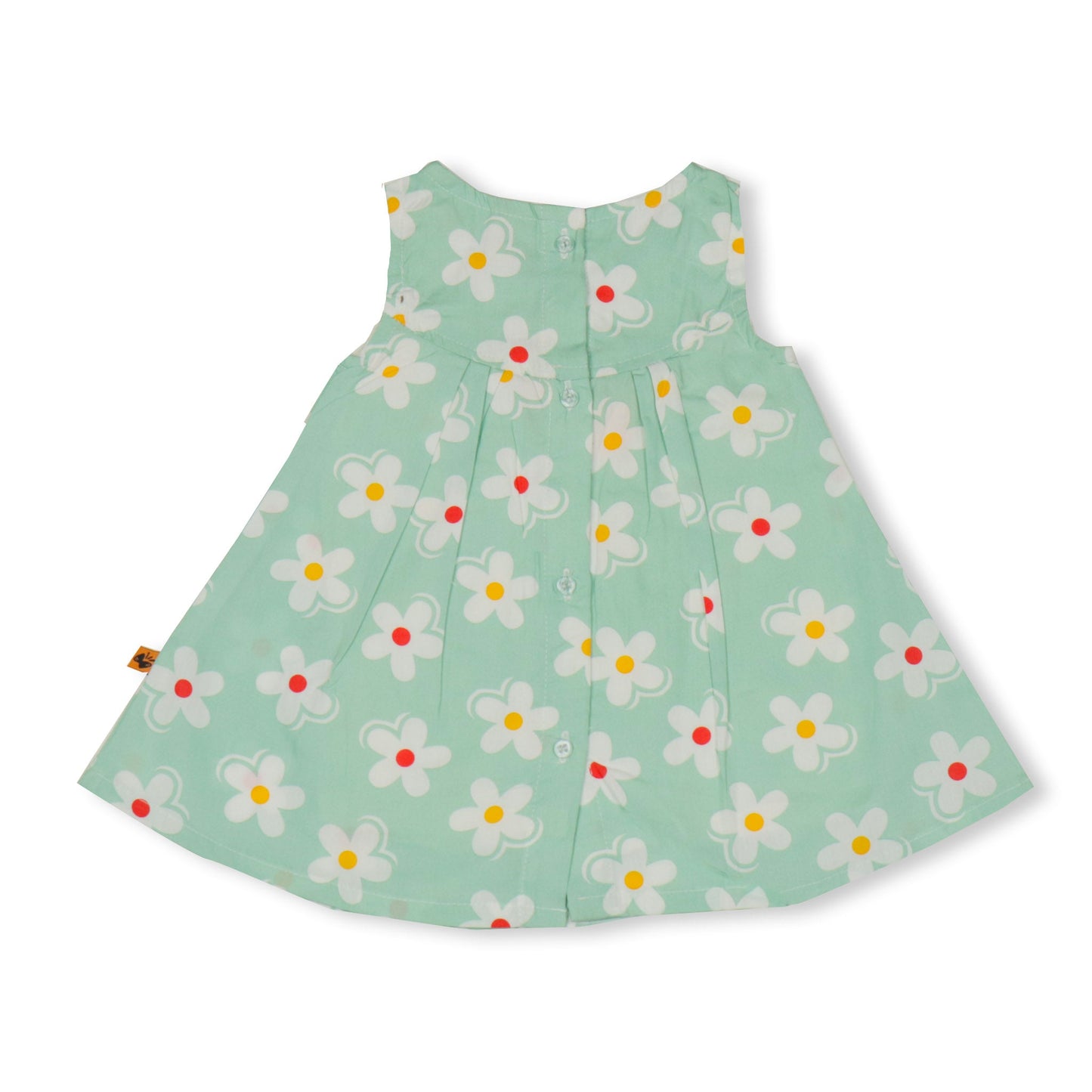 Pretty Mint Floral Frock For Girls – Dew Drop Sleeveless Cool+ Sinker Set With Flared Design & Panty