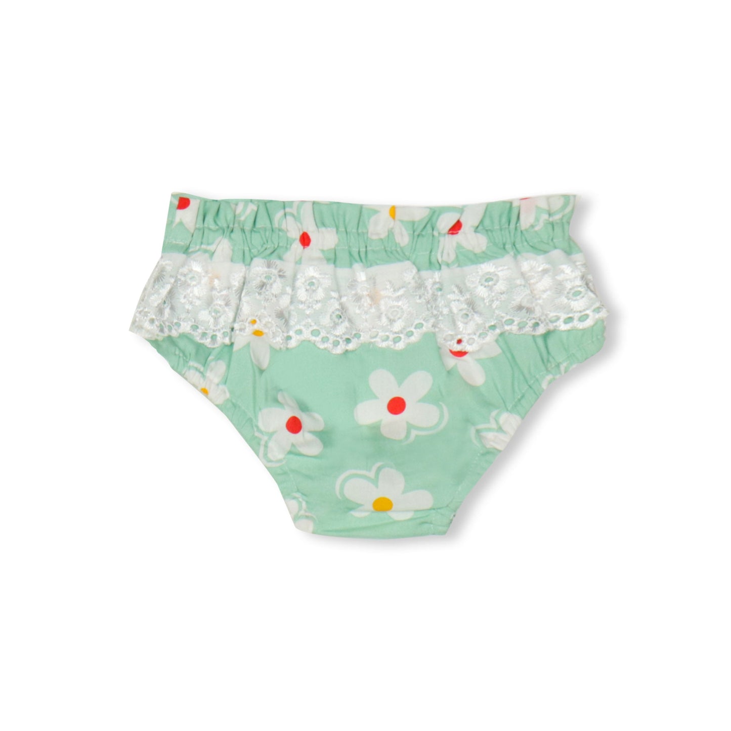 Pretty Mint Floral Frock For Girls – Dew Drop Sleeveless Cool+ Sinker Set With Flared Design & Panty