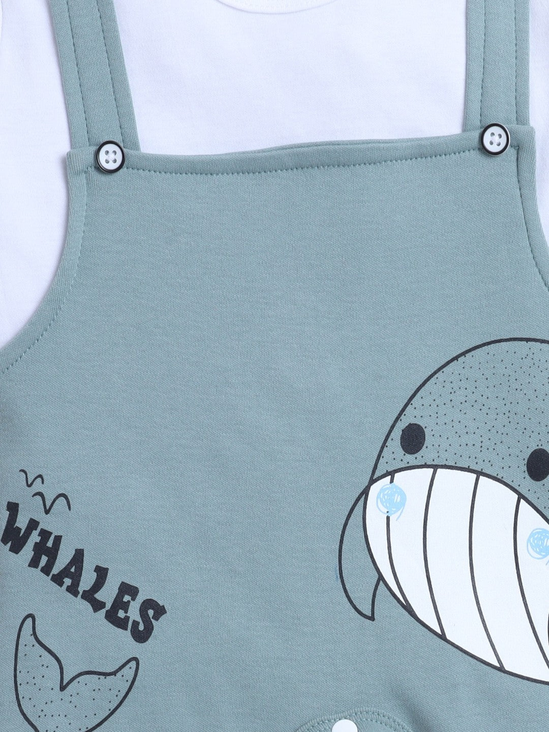Bumzee’s unisex romper: cozy cotton, half sleeves, and playful “WHALES” placement print!