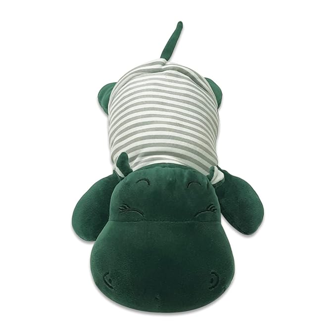 Webby Plush Animal Sleeping Hippopotamus Nap Pillow Soft Toy 30cm (Green)