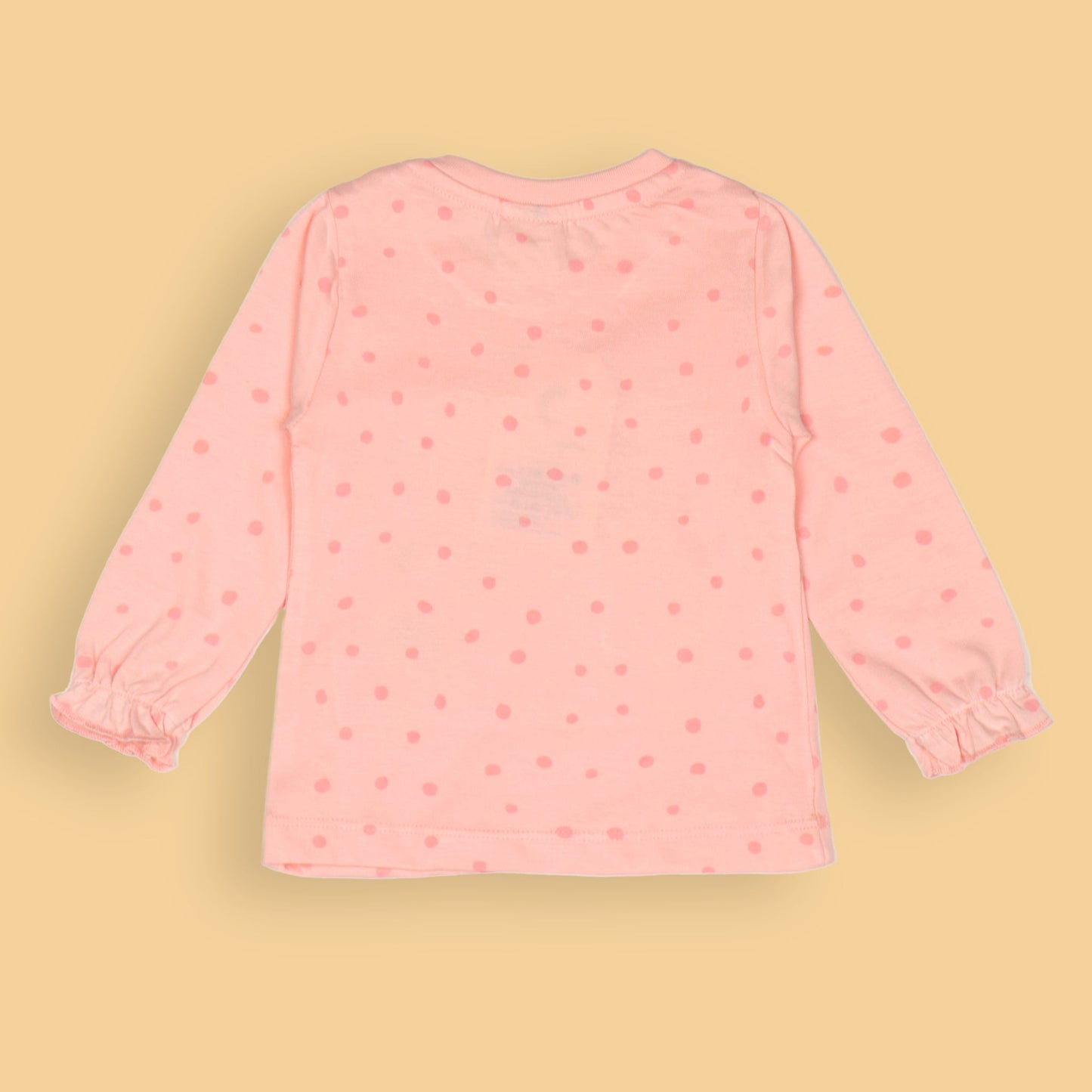 Happy Ever After Little Princess Tee by Cucumber – Girls’ Coral Full Sleeves, Star Print, Soft Cotton Everyday Wear