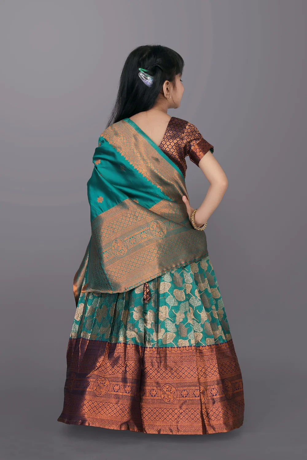 Twirl into Joy with Satyam Fab’s Brown & Sea Green Fiesta – Flowy Lehenga, Cute Choli & Lots of Festival Fun!