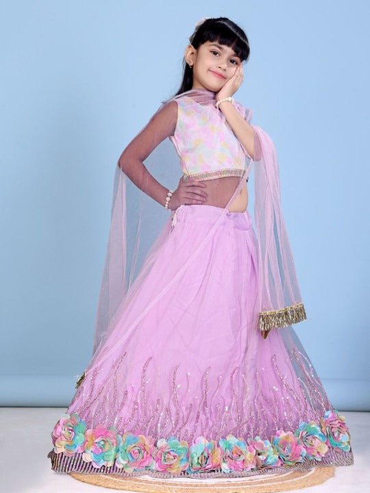 Dance & Dream in Mauve – Twirly Tulle Lehenga with Pretty Lace Choli by Satyam Fab