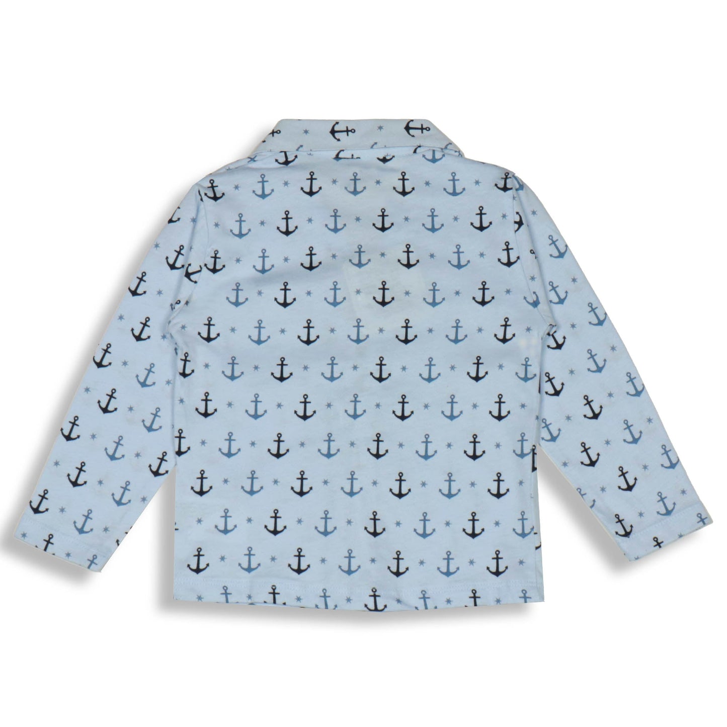 Cute Ollypop Baby Pink Sinker Knit Night Suit in Nautical Theme – Full Sleeves, Front Open, Anchors Print